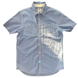 Vans Short Sleeve Button Up Shirt Men's Small Blue Striped Pocket Casual